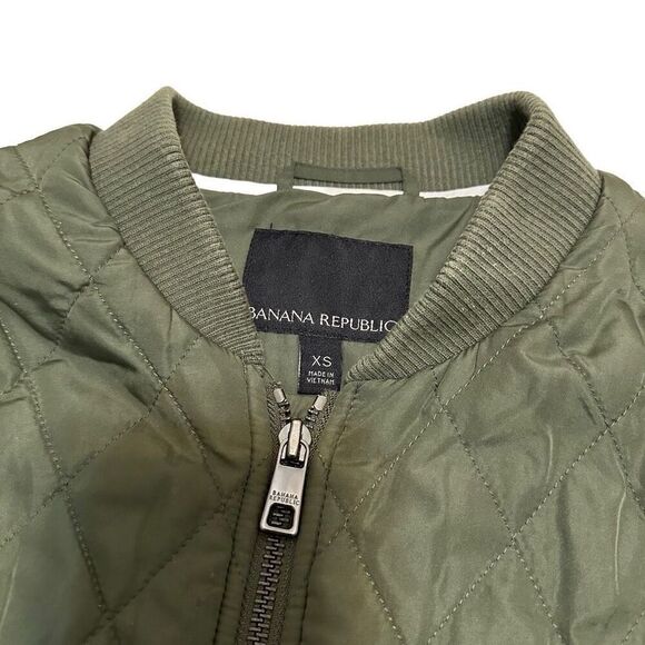 Banana Republic Green Quilted Puffy Puffer Zipper Layering Fall Outdoors Pockets - Picture 4 of 7